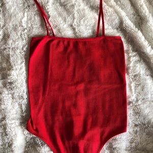 Pacsun Basics red ribbed bodysuit